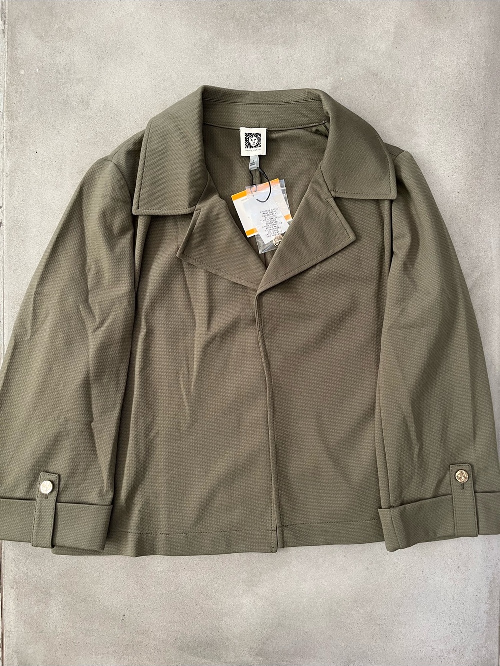 Anne Klein Olive Green Blazer Jacket Short Cropped Gold Button Utility Small NWT
